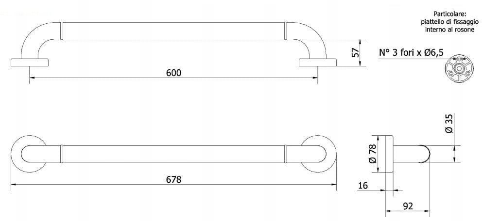 Прессованная алюминиевая фиксированная ручка для ванной комнаты Thermomat нейлон ARCH-00096258 - Вид №3