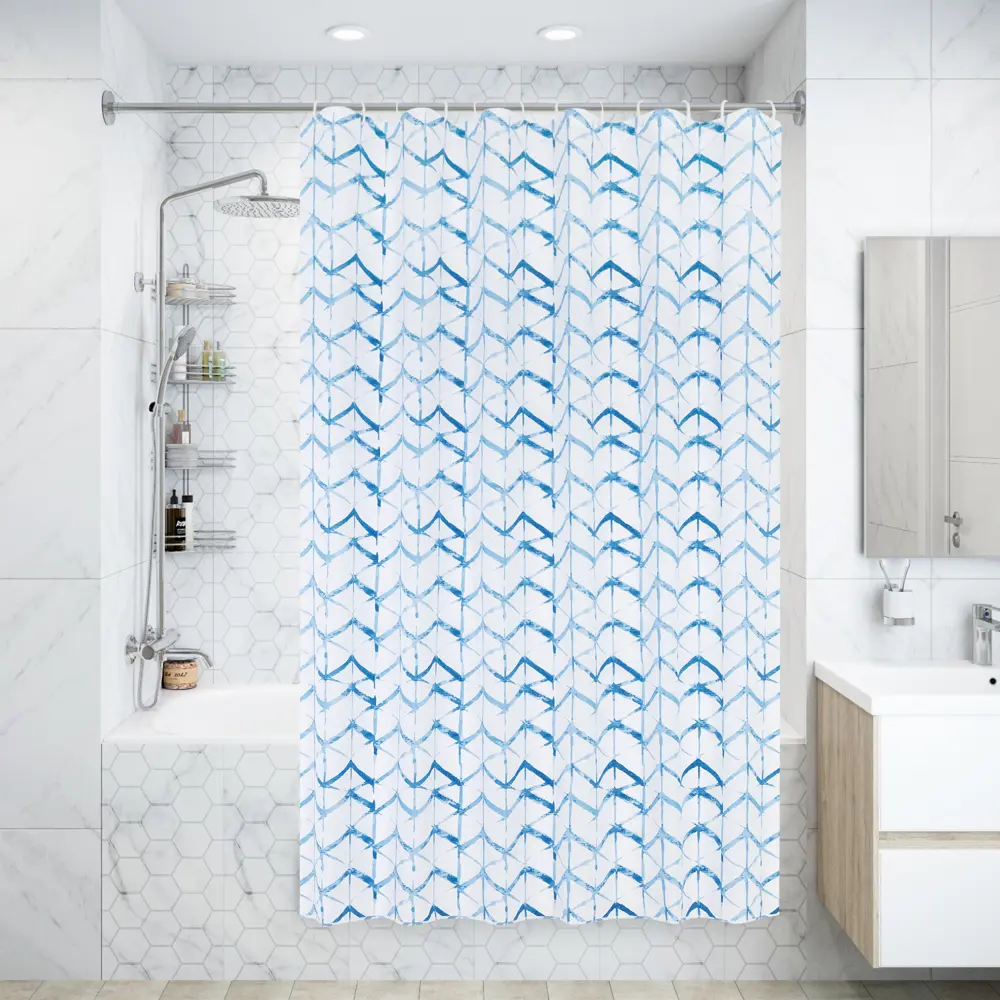 Штора для ванны Bacchetta Shibori с кольцами 180x200 см полиэстер , цвет мультиколор 84621373 STLM-2195461 Шторы текстильные