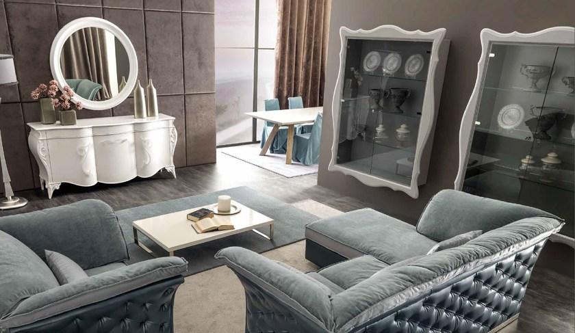 CorteZari Тафтинговый 3-местный тканевый диван с шезлонгом Zoe gold 683-sx - Вид №1