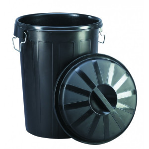 132606 DENOX Бак пластиковый черный с ручками с крышкой с зажимом 70 л. Черный