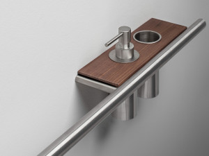 Держатель для полотенец / полка для ванной комнаты из нержавеющей стали и дерева