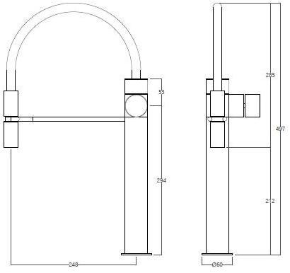 Water Evolution Профессиональный смеситель для кухни из нержавеющей стали с поворотным изливом Lapa sun-id-1352833 - Вид №3