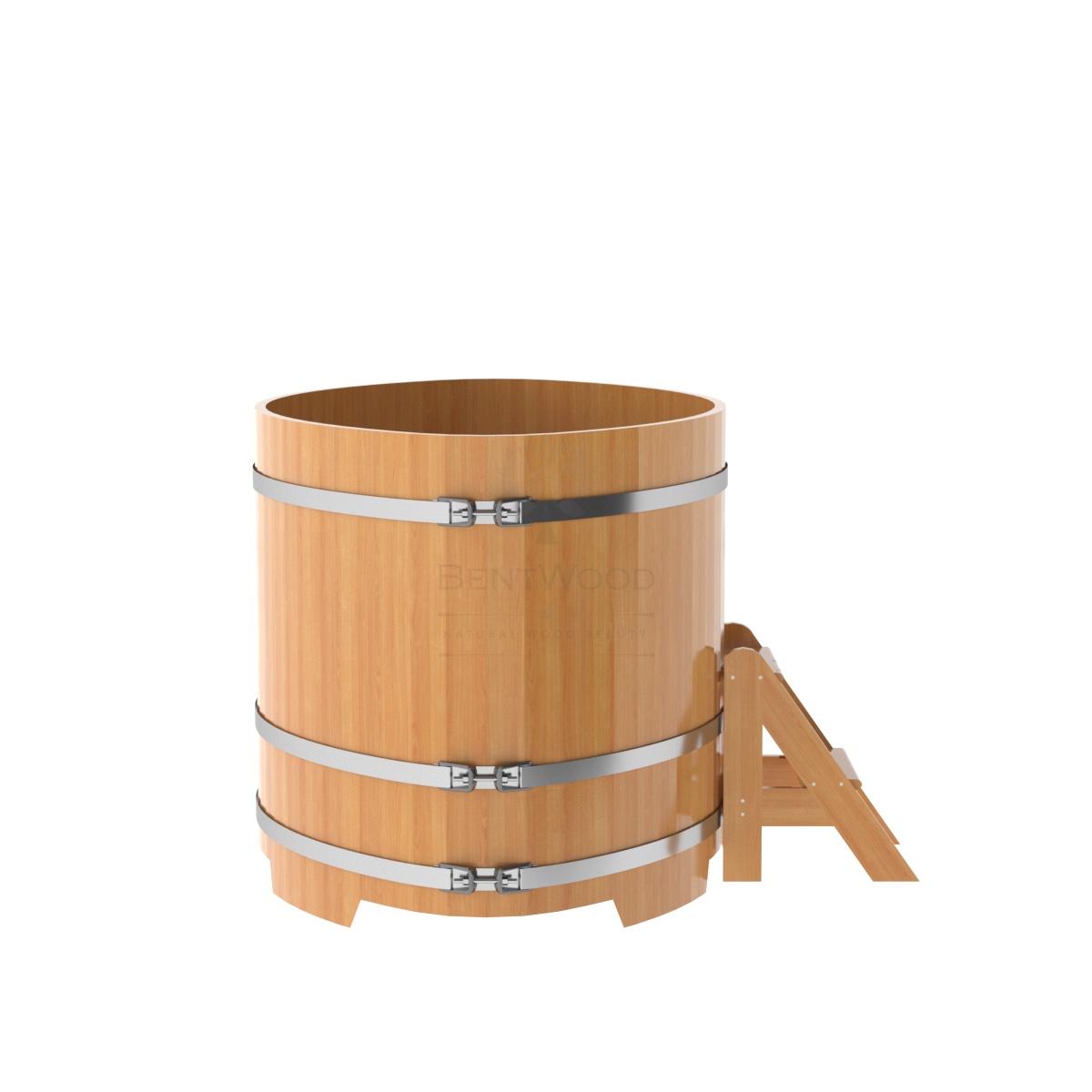 1187 Купель овальная из лиственницы 1,15х1,83х1,1 натуральная премиум Alyarus  - Вид №2