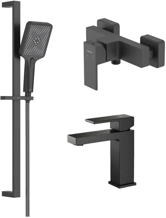 91745341 Душевой комплект Aquatek Либра AQ1631MB Set 3 в 1 матовый черный STLM-0990278
