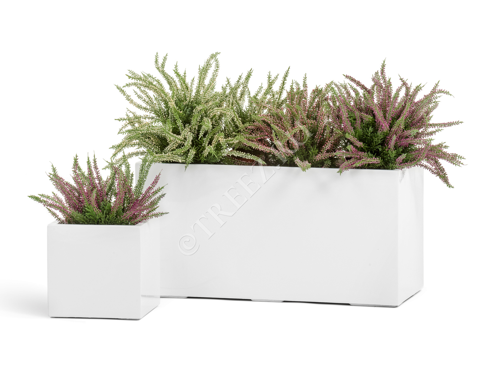 41.3320-05-033-WH-50 Кашпо  Effectory - серия Gloss - Куб - Белый глянцевый лак Цветочная коллекция  - Вид №9