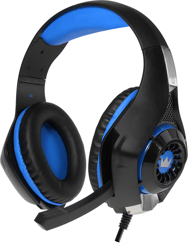 CMGH-101T Blue Гарнитура игровая cmgh-101t black&blue (подключение jack 3.5мм 4pin+ адаптер 2*jack spk+mic,частотный диапазон: 20гц-20,000 гц ,кабель 2.1м,размер d 250мм, регулировка громкости, микрофон на ножке) Crown Santreyd 