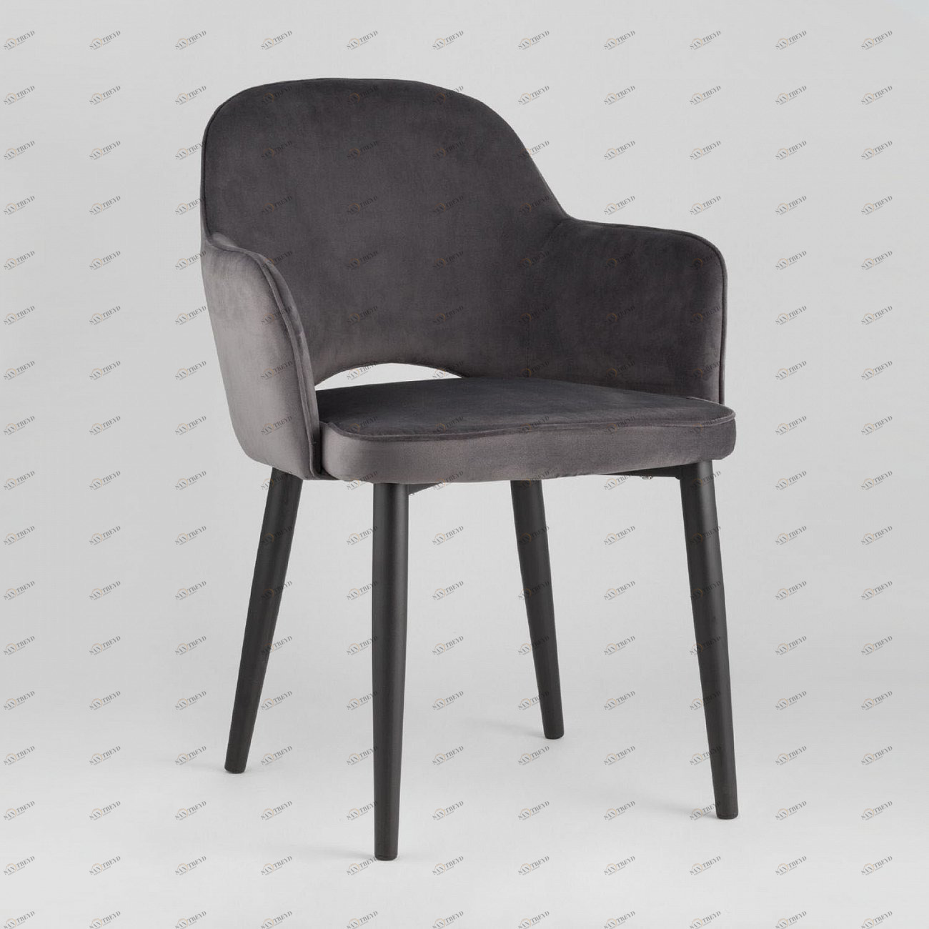 Стул с подлокотниками мягкий серый с черными металлическими ножками "Венера" STOOL GROUP ДИЗАЙНЕРСКИЕ 00-3881945 Серый 