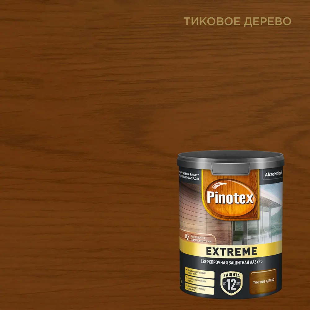 89351925 Лазурь для дерева Pinotex Extreme полуматовая тиковое дерево 0.9 л STLM-0858019