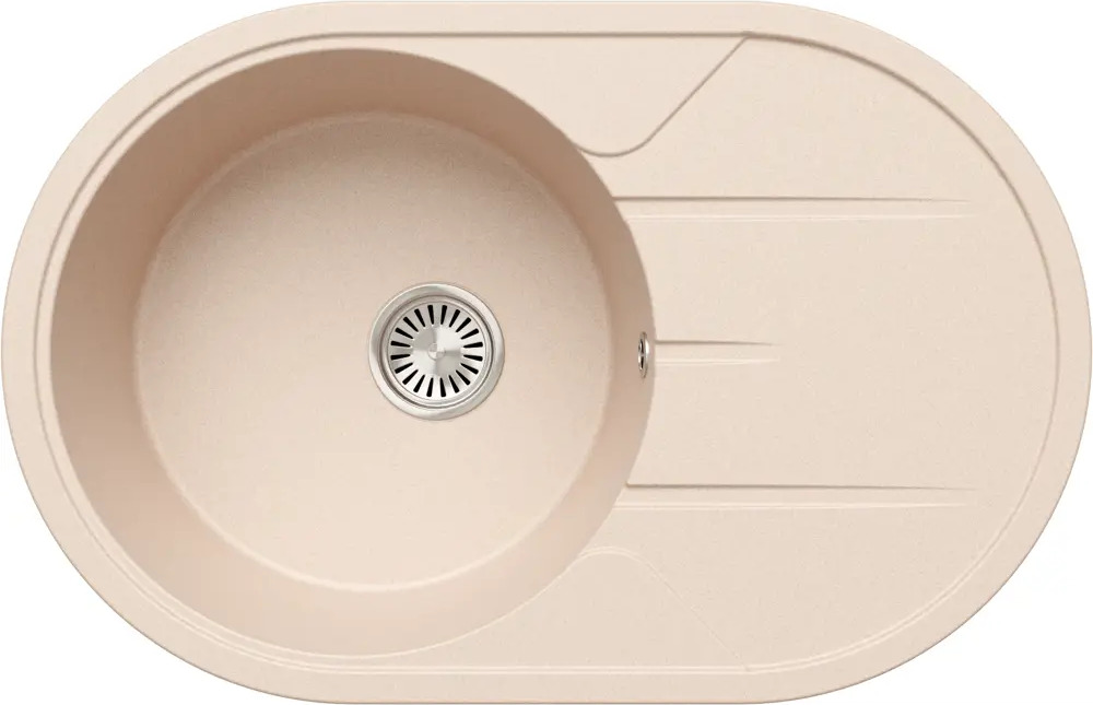 91577077 Врезная мойка Tolero R-116 77.5x50x20 см кварц цвет бежевый STLM-0882218