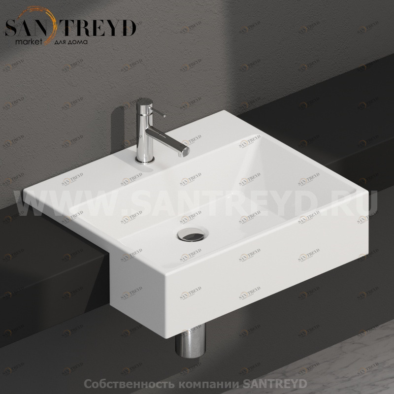 FO055BI Полувстраиваемая раковина консольная 50 см белая Globo FORTY3 Ceramica Globo 