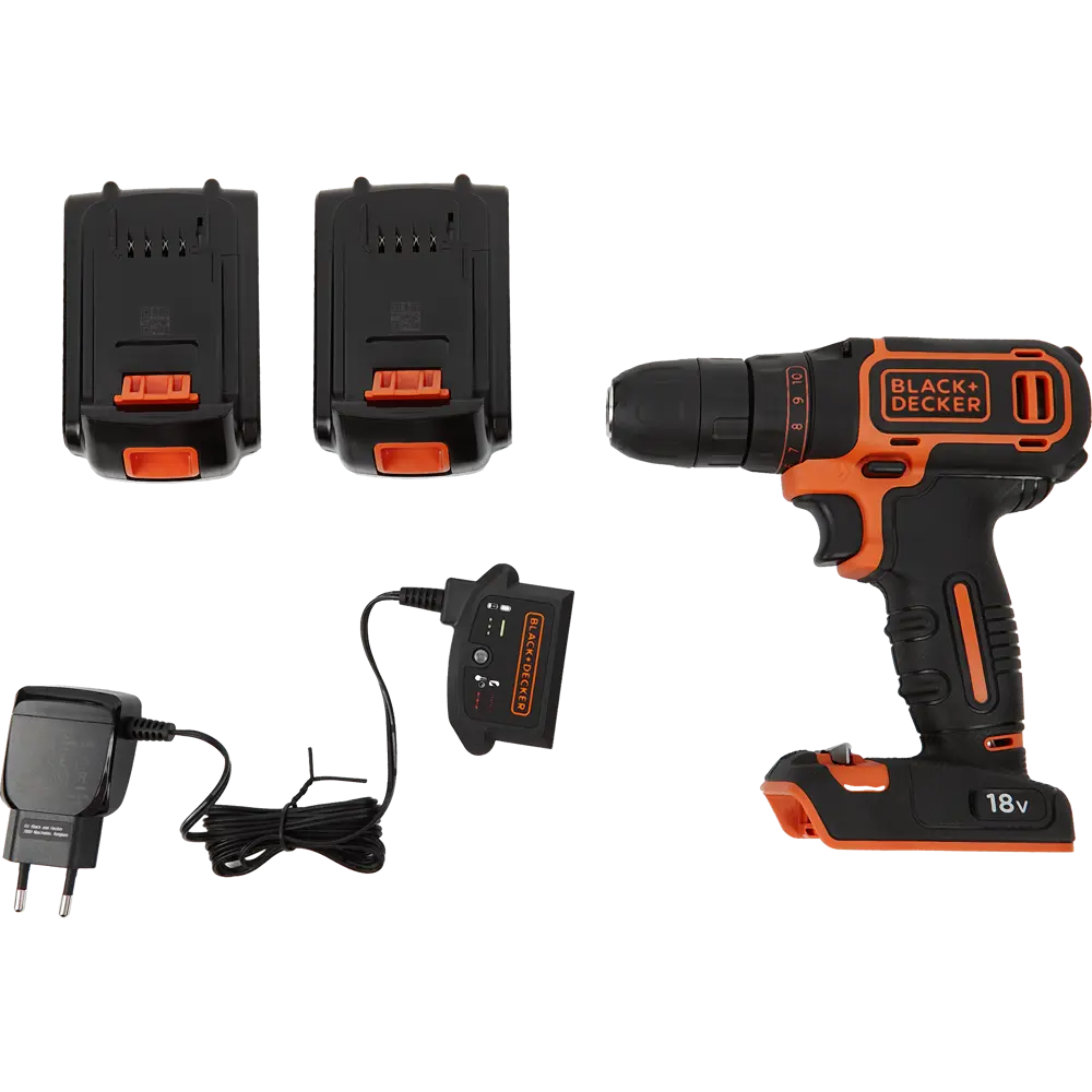 Дрель-шуруповёрт Black&Decker BDCDC18KB-QW, 18В Li-Ion 2x1.5Ач BLACK + DECKER STLM-2003175 - Вид №4