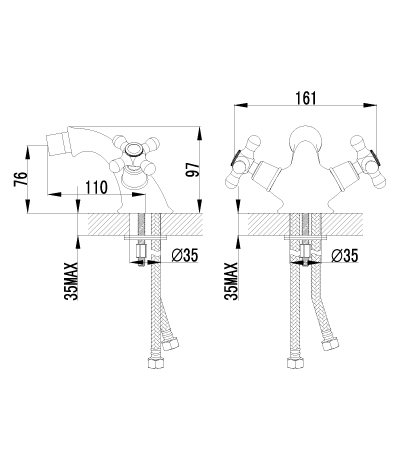 LM2808B Смеситель Vintage для биде LEMARK VINTAGE - Вид №1