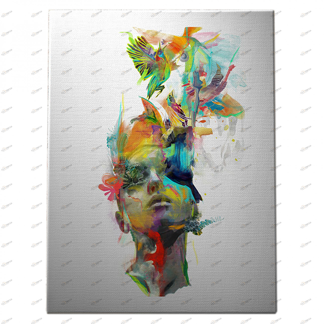 Картина портрет девушки 100х80 см Dream Theory by Archan Nair ICON DESIGNE  096867 Голубой;желтый;разноцветный 