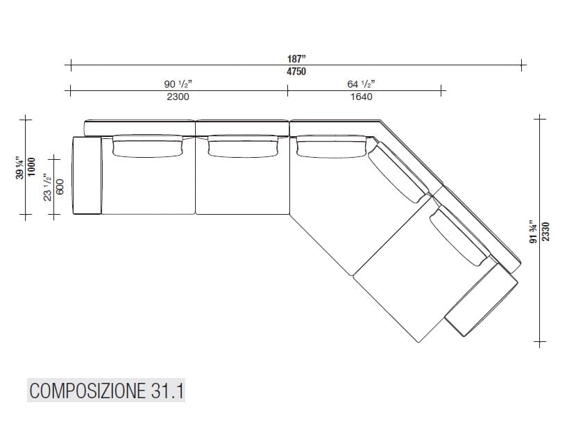 Кожаный диван с полуостровом Lema Venise ARCH-00001213 - Вид №23