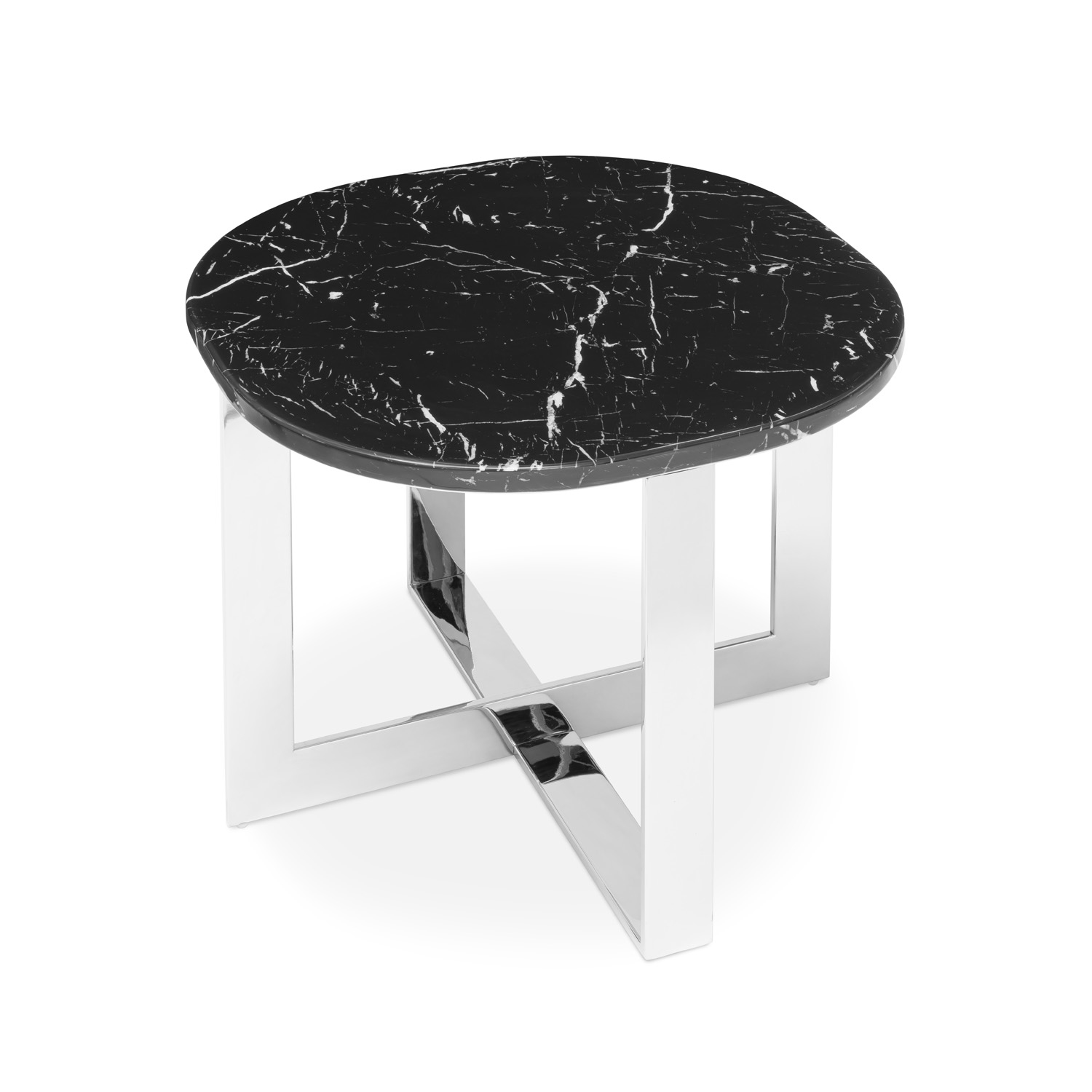 450277-18 ABHIKA Боковой столик GLORY H45 D60 WHITE/GOLD  - Вид №3