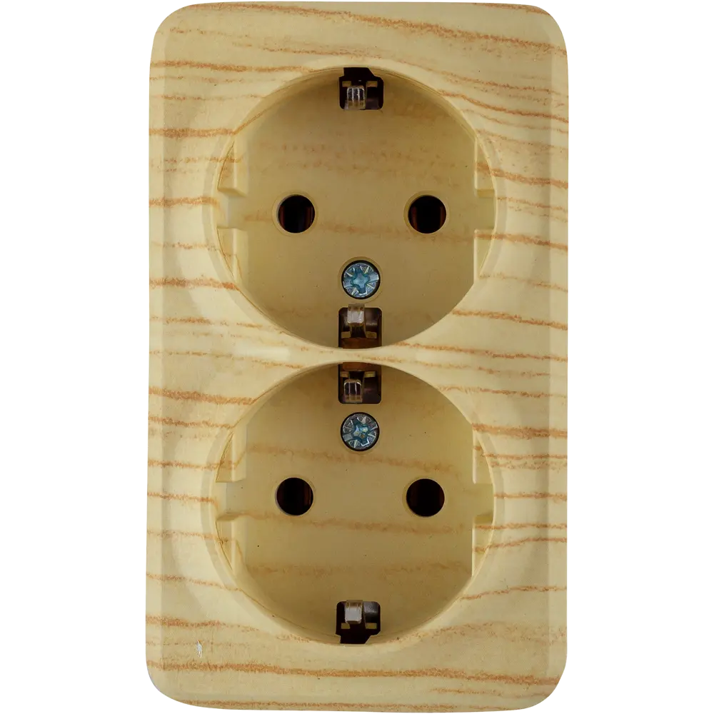 Розетка двойная накладная Lexman First с заземлением, цвет дуб белый STLM-2143572