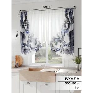 91713743 Штора на шторной ленте Comfy Way Рилиран 300x130 см цвет белый STLM-1054932