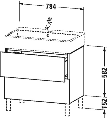 LC677708686 Тумбочка напольная L-Cube #LC6777 784 x 459 мм Капучино глянцевый лак Duravit - Вид №1