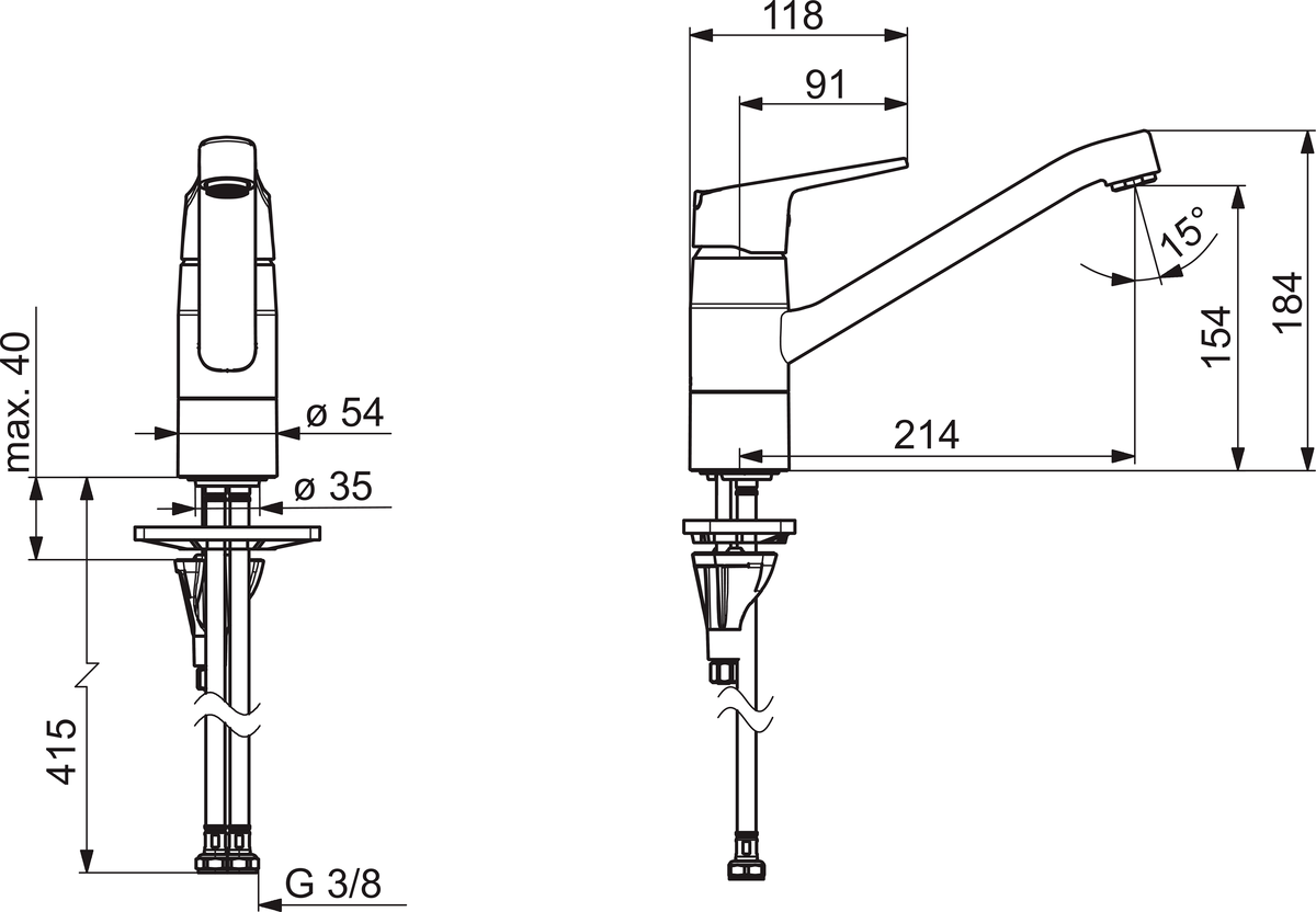 Oras 1820FG Смеситель для кухни 1820FG Vega Хром  - Вид №1