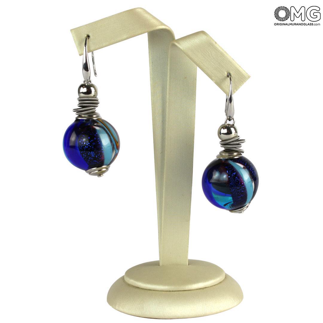 4659 ORIGINALMURANOGLASS Серьги Акватика - муранское стекло OMG 1 см  - Вид №1