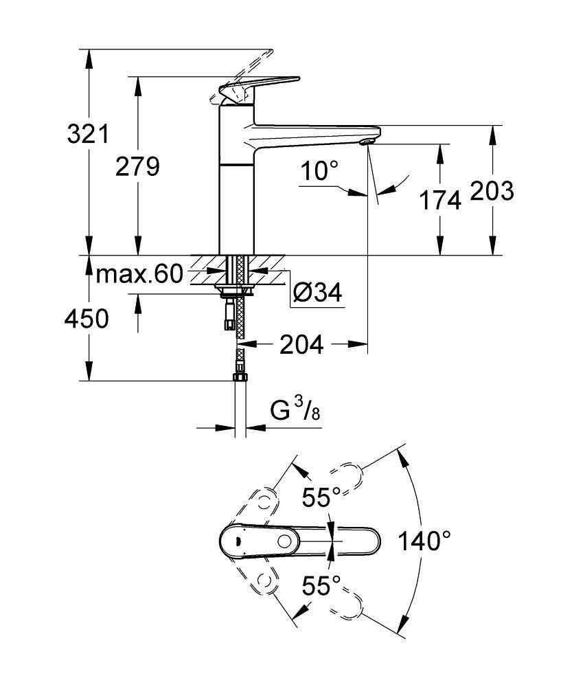 33930002 Смеситель для кухни Grohe Europlus хром - Вид №1