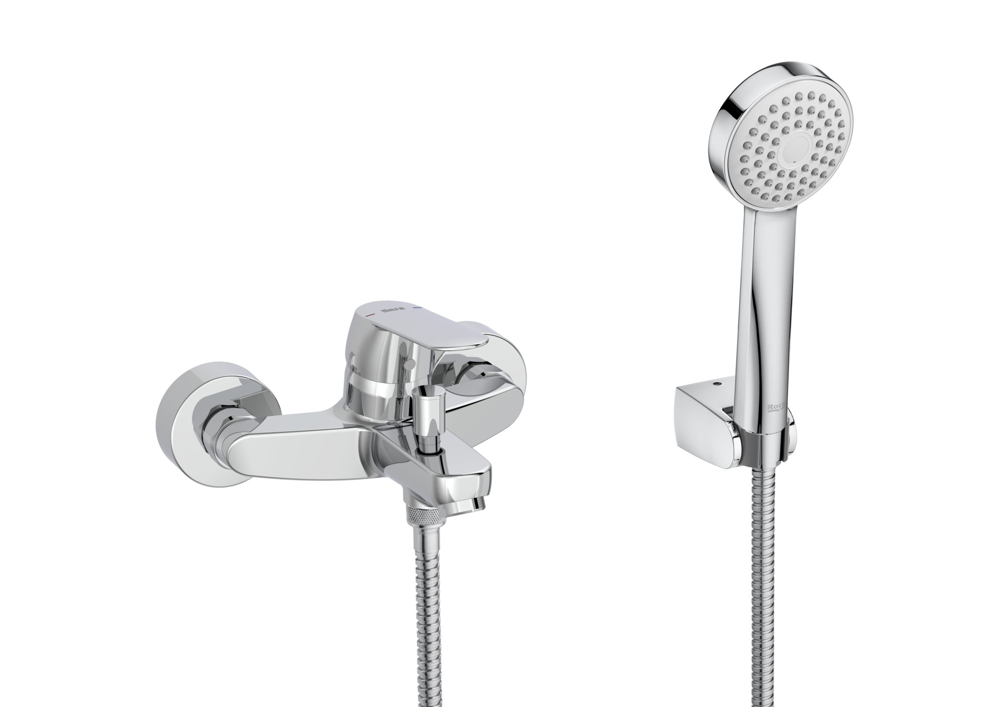A5A0425C00 Однорычажный внешний смеситель для ванны и душа с автоматическим переключателем, ручной душ, гибкий шланг 1,70 м. и шарнирный кронштейн для душа ROCA Alfa