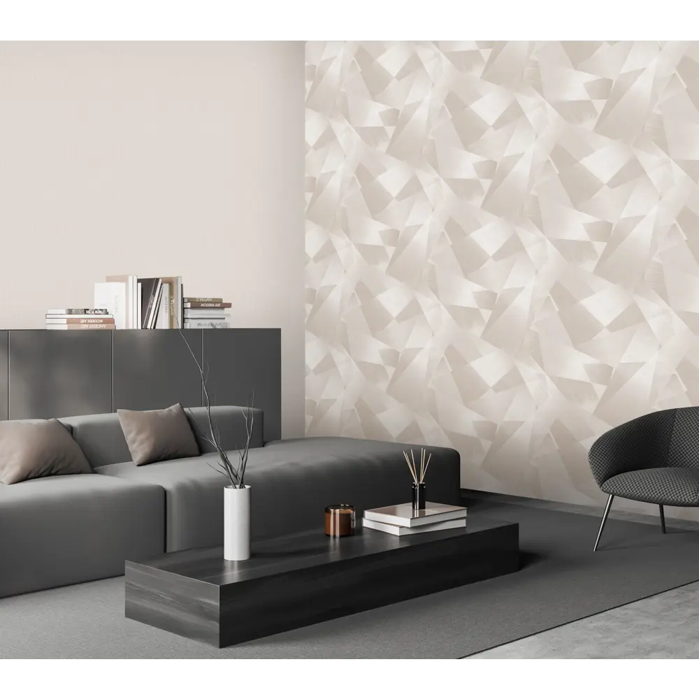 Флизелиновые обои Victoria Stenova Ultra бежевые с тиснением 1.06 м 89346026 STLM-0828754 - Вид №4