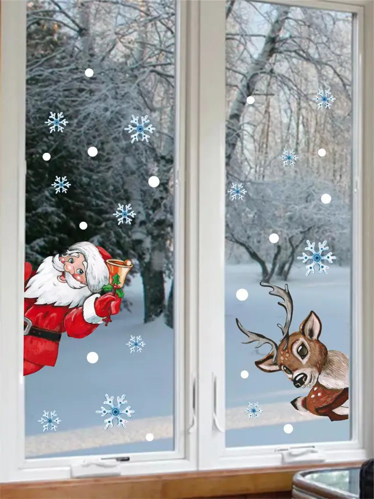 90605287 Наклейка Lisadecor-shop Дед мороз и олень 50 см х 40 см STLM-0831336
