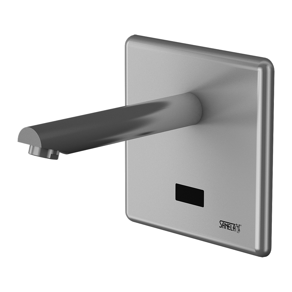 03047 Автоматический настенный смеситель, плечо вытекания 250 мм, 6 В SANELA 