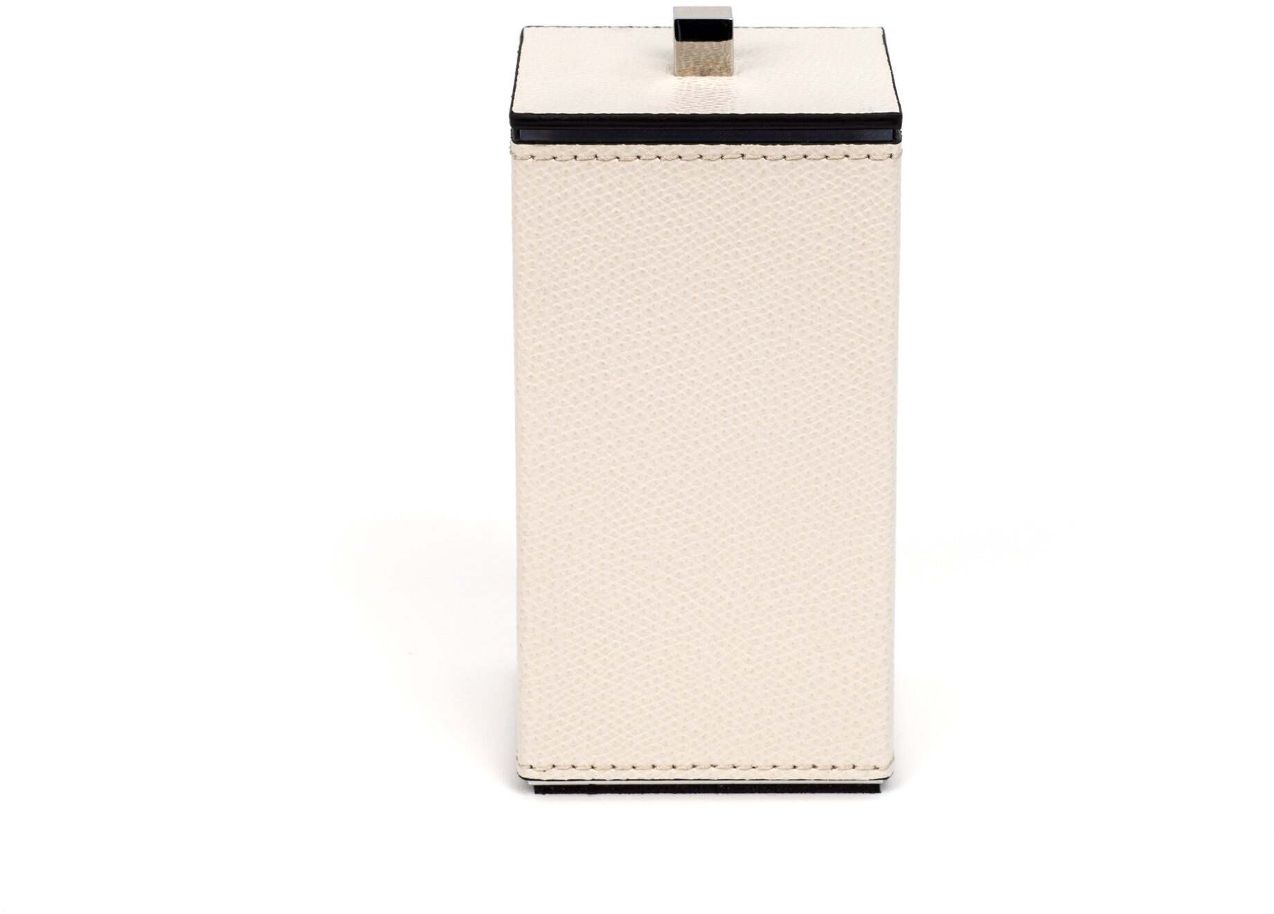 Квадратный держатель для ватных дисков Poseidon - 6X6XH12см / хромированная металлическая отделка / плетеная кожа_верблюжья