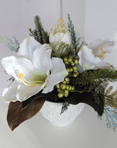 1477 778 a3 Композиция из искусственного амариллиса, горшок, 25 см, Ø 30 см, бежево-белый H-andreas