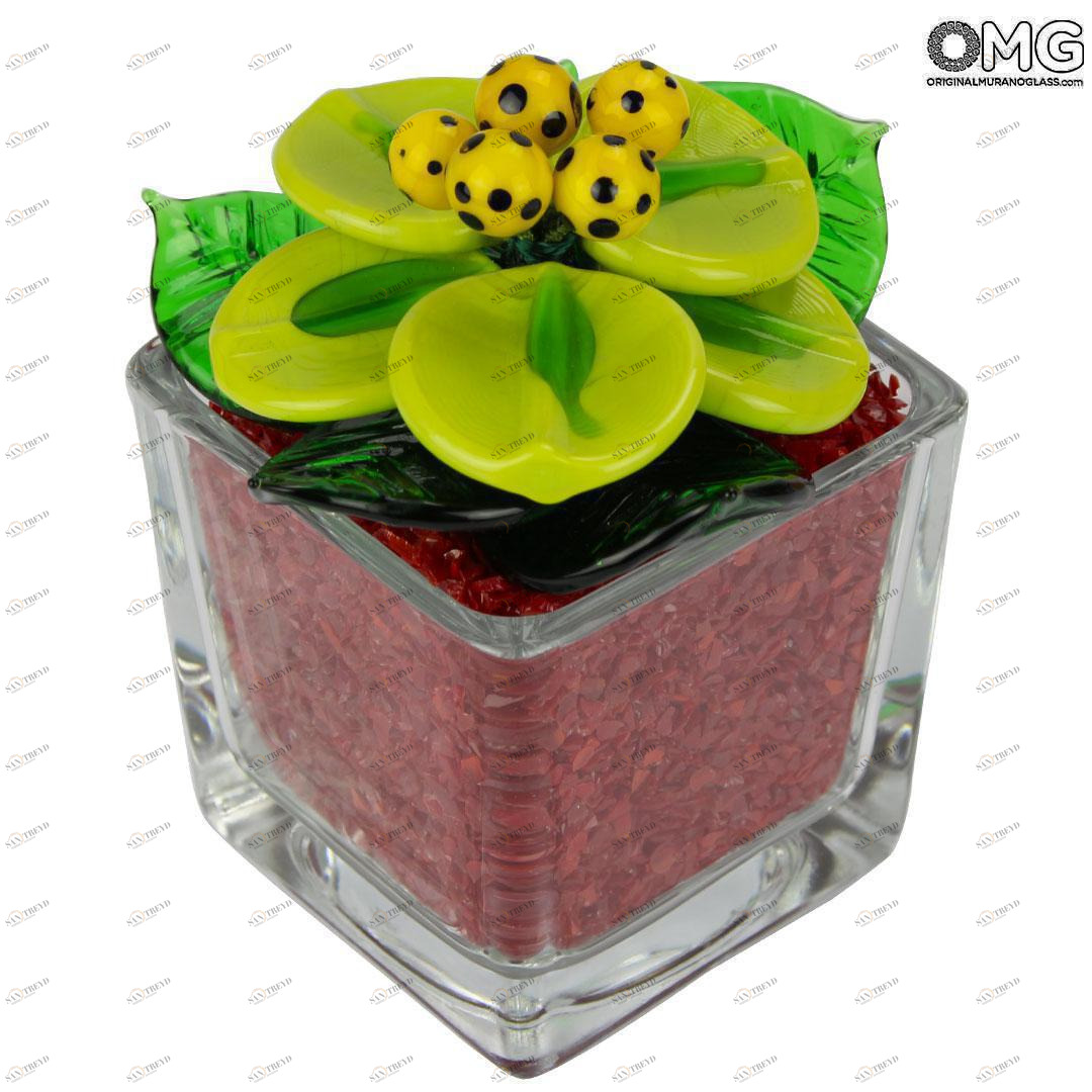 4746 ORIGINALMURANOGLASS Держатель для карт-указателей мест за столом Рождественник - муранское стекло OMG 4 см 