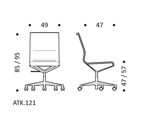 5 спиц подлокотник ткань поворотный операционный стул офис ICF Stick Chair ARCH-00098500 - Вид №5