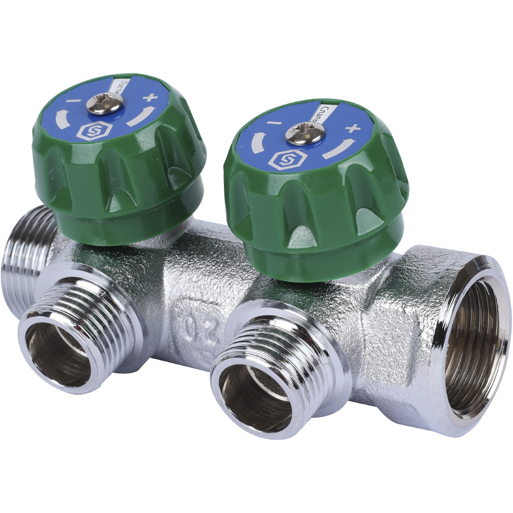 Коллектор распределительный STOUT 3/4"×1/2" на 2 отвода для систем отопления 84868361 STLM-0056518 - Вид №1