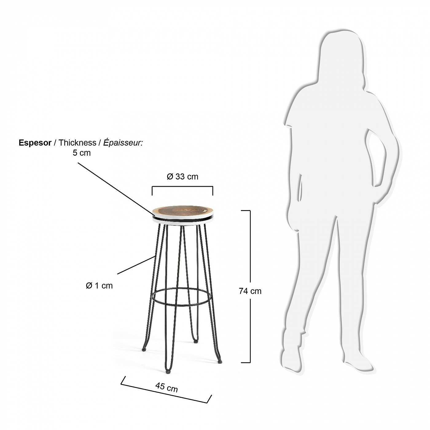 073278 Табурет Farley черный La Forma Faye 