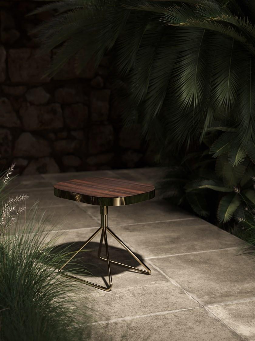 Domkapa Прямоугольный журнальный столик из полированной стали и столешница из эвкалипта sun-id-1451563 - Вид №2