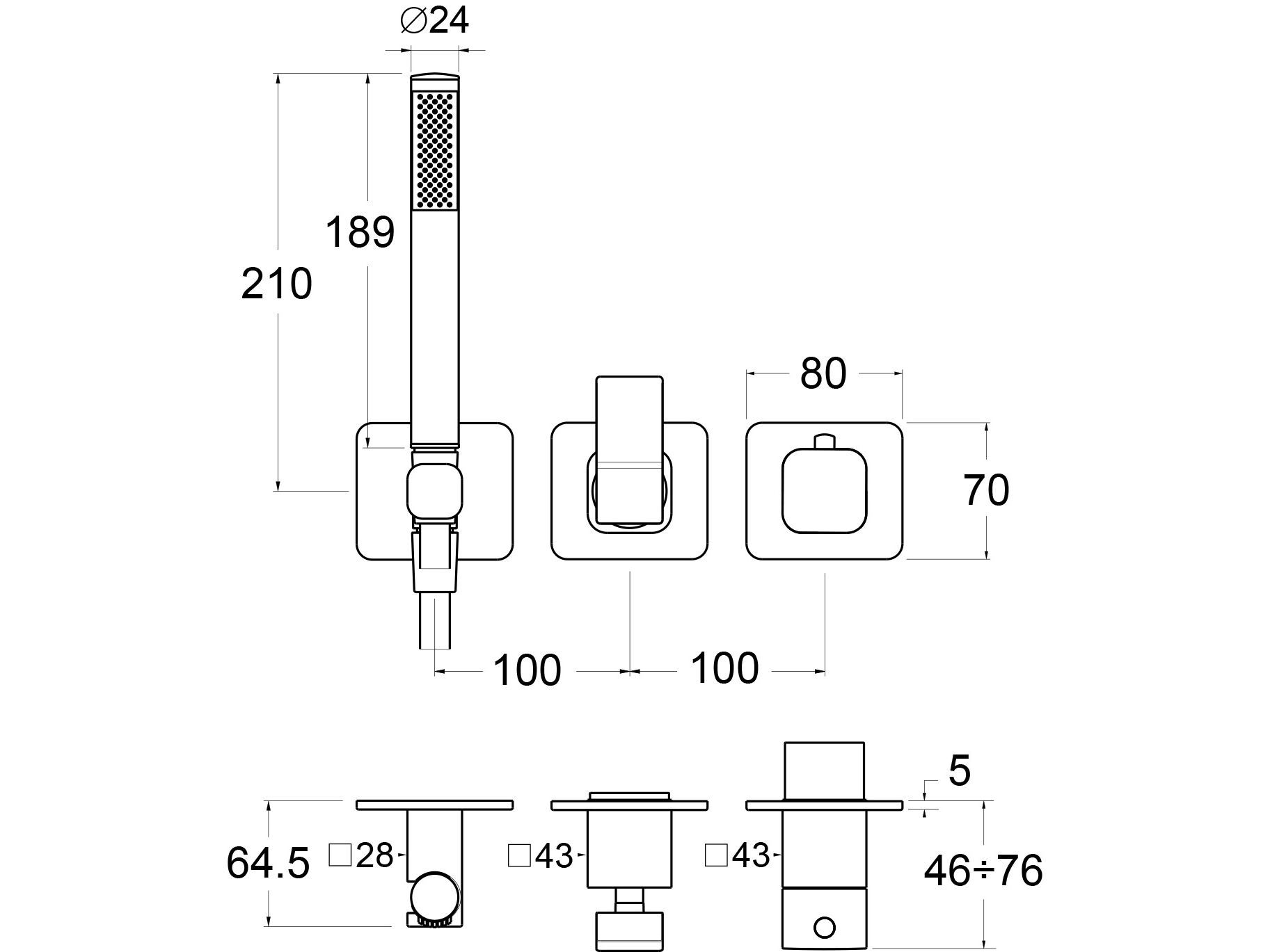 Термостатический смеситель для душа с ручным душем GUGLIELMI RUBINETTERIE Centanni ARCH-00074710 - Вид №2