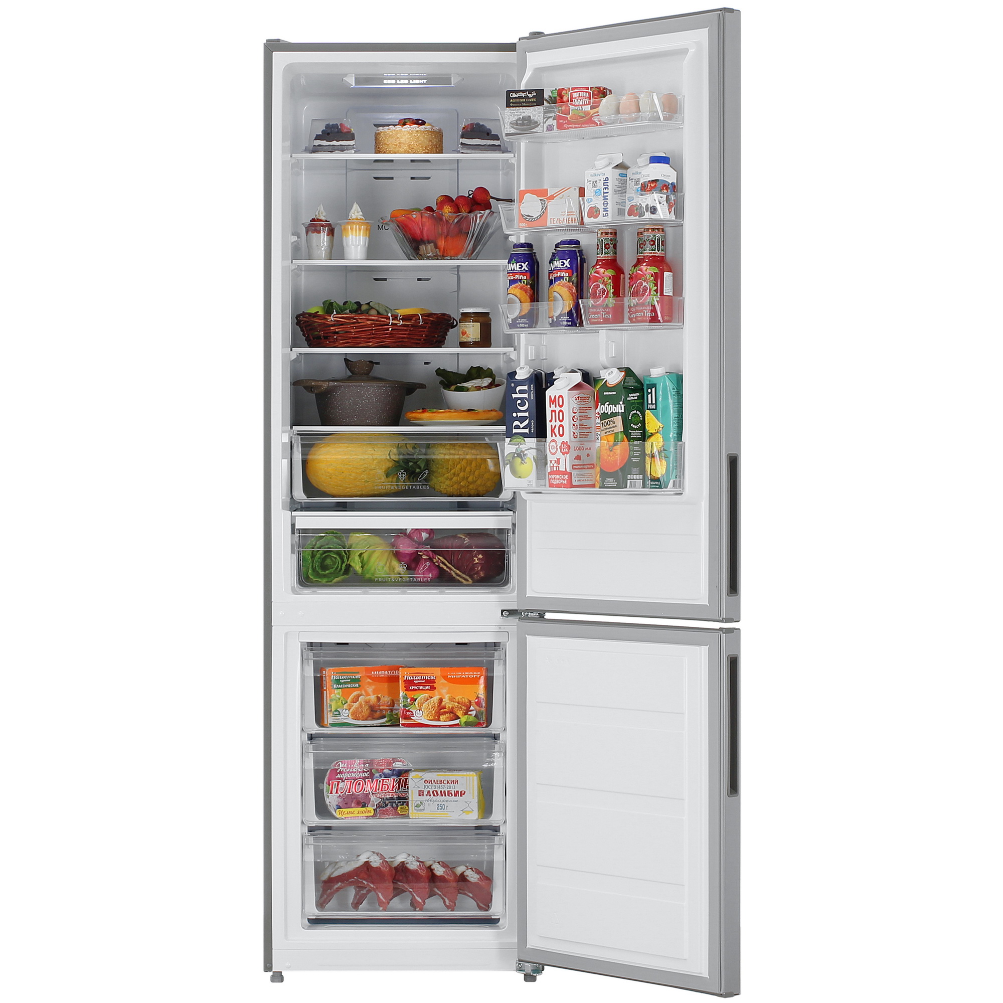 9263058 Холодильник с морозильником   DEXP B4-34AMA серебристый STDN-0122292 - Вид №5