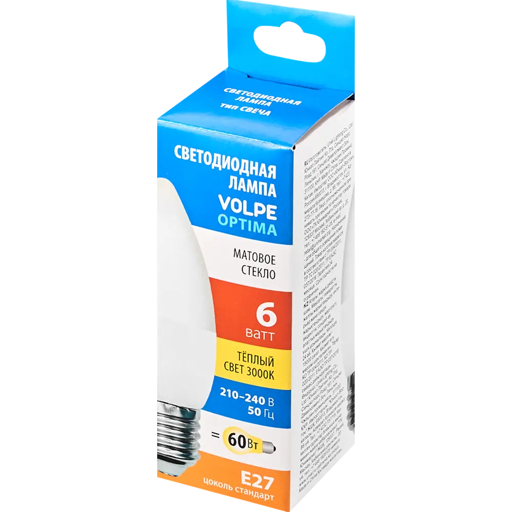 Светодиодная лампа Volpe E27 матовая свеча 6Вт теплый свет 89819454 STLM-0926217 - Вид №4