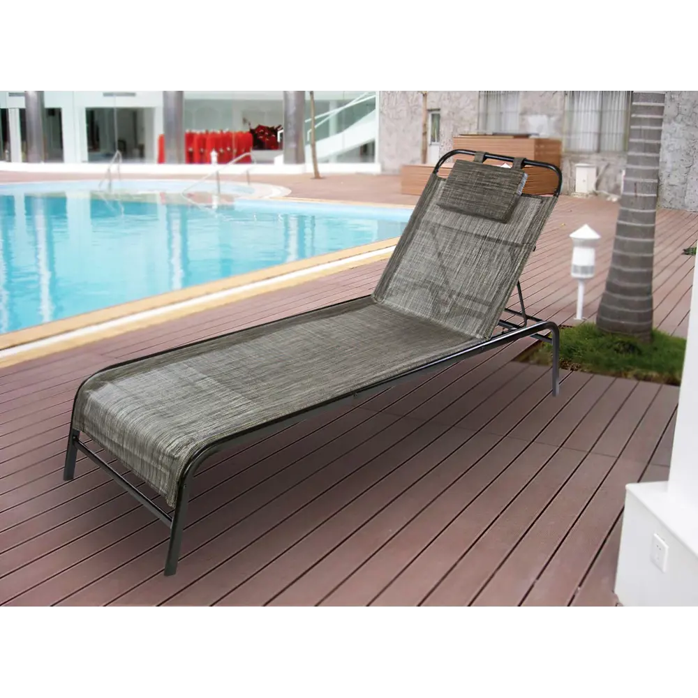 Лежак-шезлонг GreenGard Гоа 200х65х38 см сталь черный/серый STLM-2002234 - Вид №11