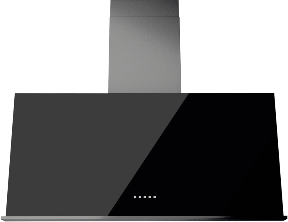 KHC 95330 GN Вытяжки / ширина 90 см, вертикального типа, механическое кнопочное управление, 3 режима, 550 м3/ч., алюминиевые жировые фильтры, лампы освещения led, декоративная металличская полочка черного цвета, черное стекло Korting Santreyd  - Вид №1