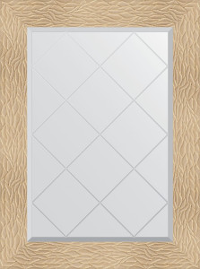 BY 4107 Зеркало с гравировкой в багетной раме - золотые дюны 90 mm EVOFORM Exclusive-G