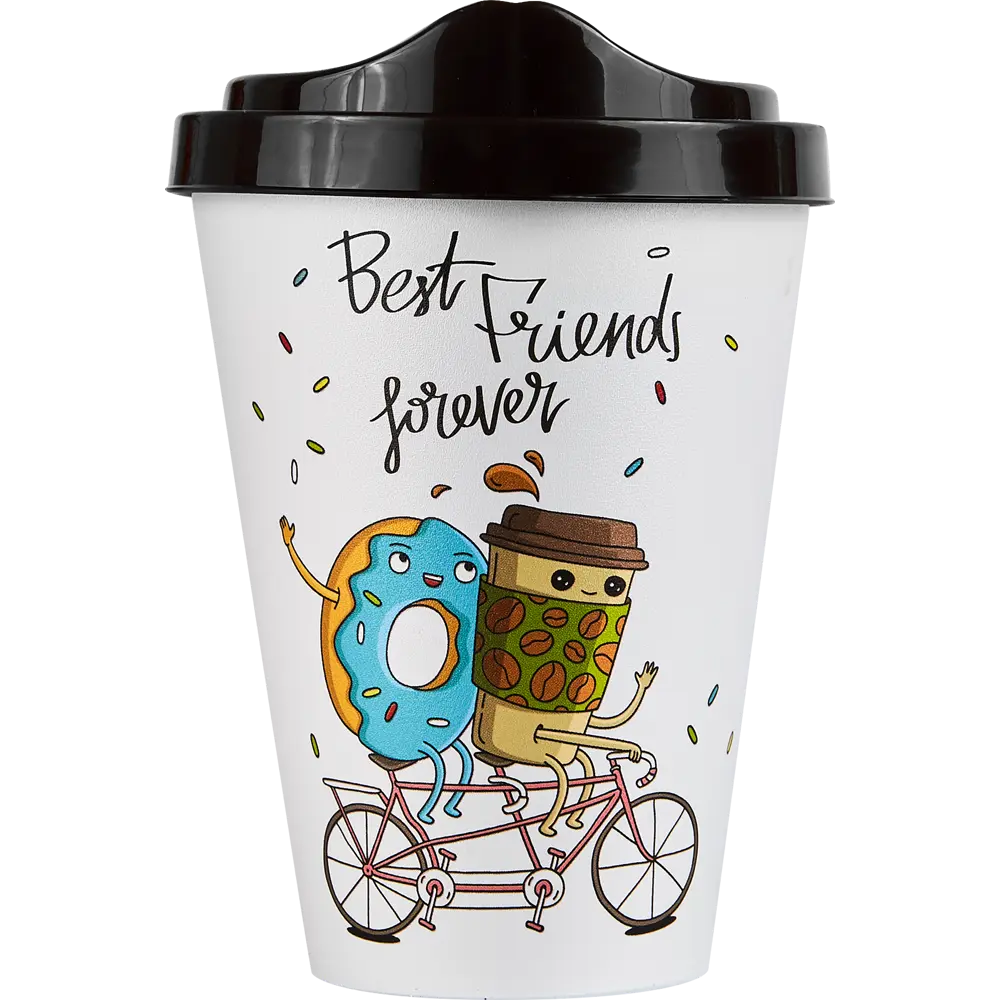 Стакан с крышкой Delinia Best Friends Forever 420 мл пластик цвет белый STLM-2195974