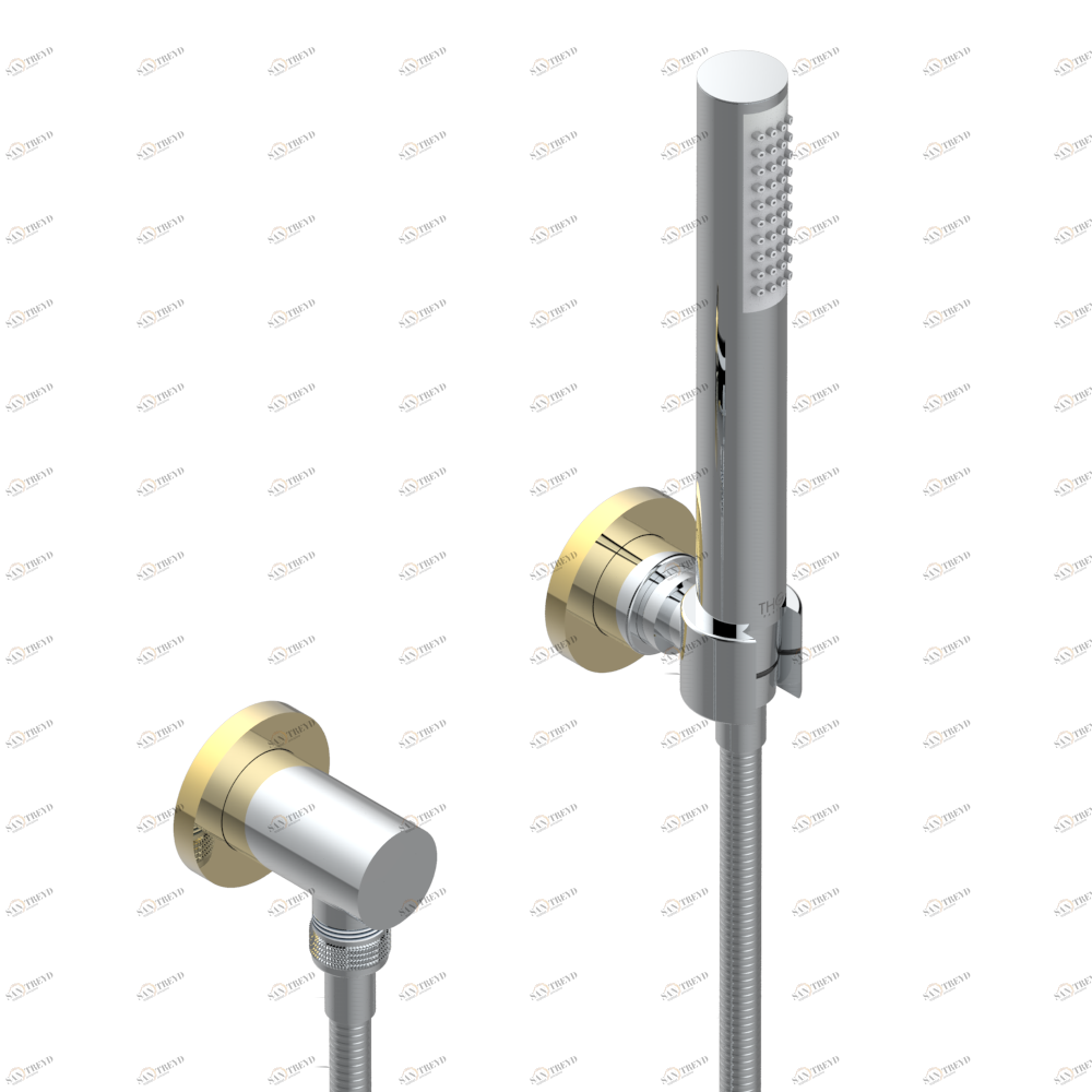 G5B-52 Душ ручной стильный встраиваемый в стену, шланг, стационарный кронштейн и колено для душа Thg-paris Nano с рукоятками Хром/золото G5B 52 CAT.A