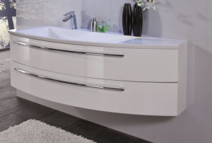 WUA361409R(722/161) Puris Crescendo, тумба под раковину 1400 мм правая, цвет белый высокоглянцевый