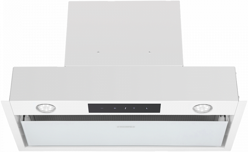 FANTASY LIGHT 60 White Вытяжка / ширина 600 мм, полновстраиваемая, сенсорное управление, 3 скорости, 800 м3/ч, 40 дб, светодиодное led освещение, опция: угольный фильтр cf190c, белый цвет Maunfeld Santreyd  - Вид №1