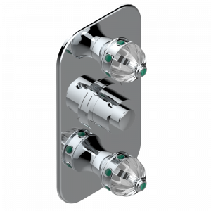 A1S-5400BE Накладка с ручкой регулировки температуры и двумя маховиками для термостатического смесителя 5400AE Thg-paris Cheverny с малахитом Хром
