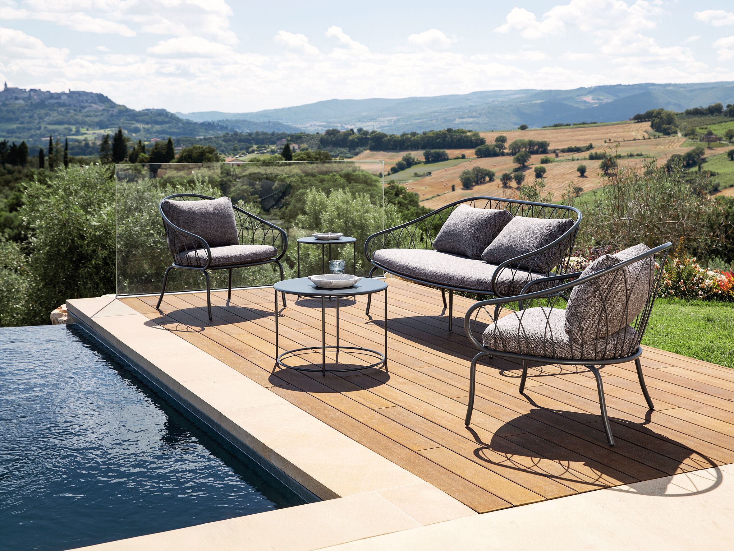 2-местный металлический и тканевый садовый диван Vermobil Флора ARCH-00089309