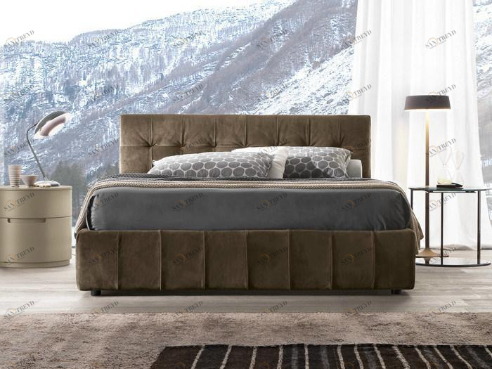 Presotto Двуспальная кровать с обивкой из кожи с тафтинговым изголовьем Dado | letto sun-id-1432086