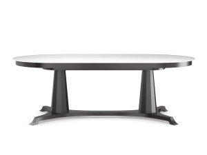 Выдвижной овальный стол из закаленного стекла